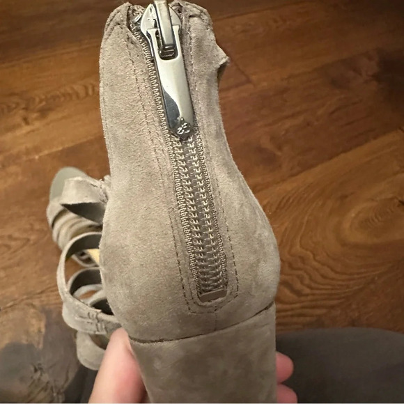 Sam Edelman Yarina Suede Laceup Block Heel Size 8 taupe - Picture 7 of 10